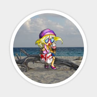 cartoon girl on a cuban beach Magnet